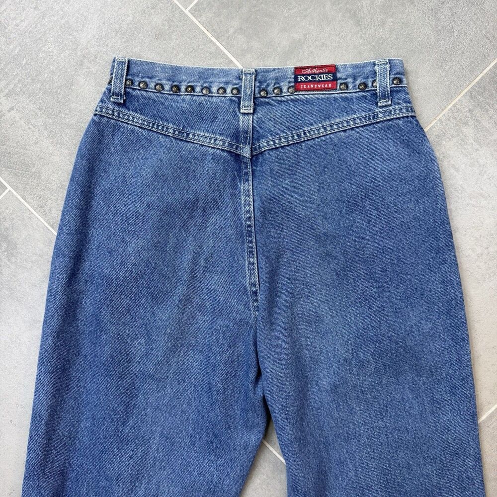 Vintage Rockies Jeanswear High Waisted Western Rivet Jeans Medium Wash 28x36.5